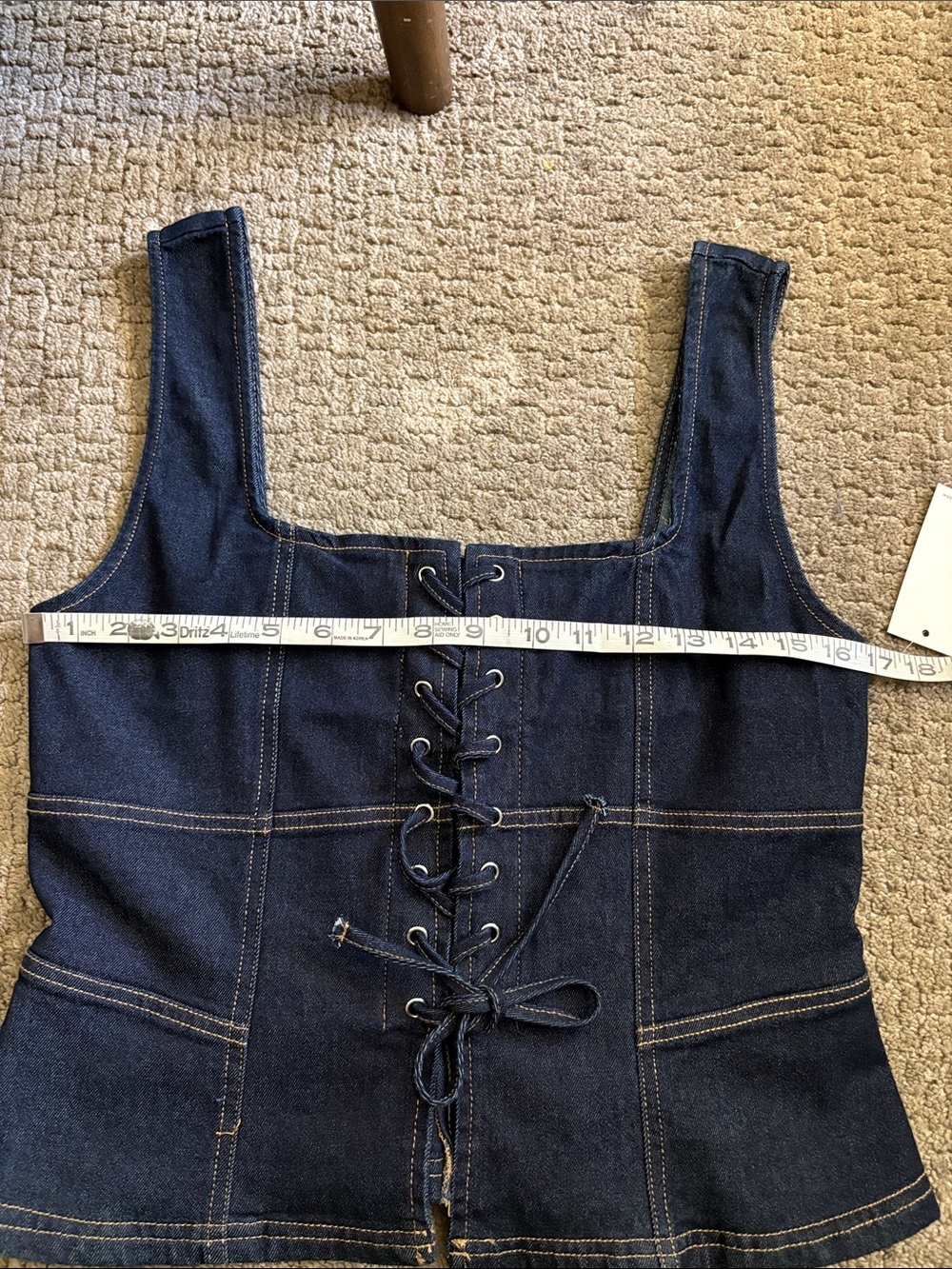Moon River Lace-Up Detail Denim Corset Top Size XL - Picture 9 of 10